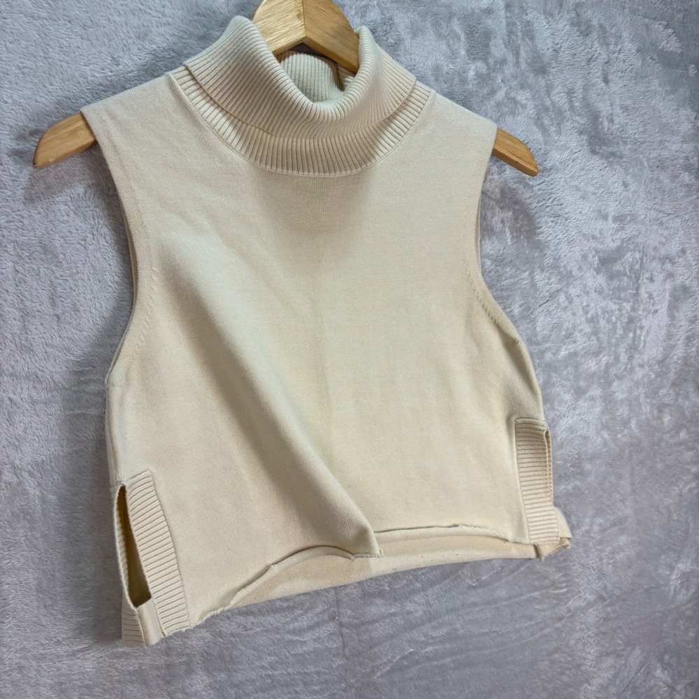 La Fee Verte Turtleneck Sleeveless Sweater Knit Top Layering Vest Woman's Szโ L